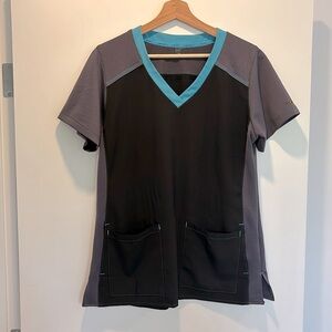 Black Carhartt Force Short-Sleeved Scrub Top